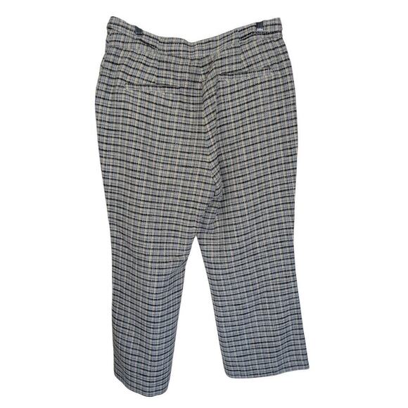 Bcbgeneration Large Pants Tweed Woven Blue Cream Crop High Rise Silver Buttons - Picture 2 of 9